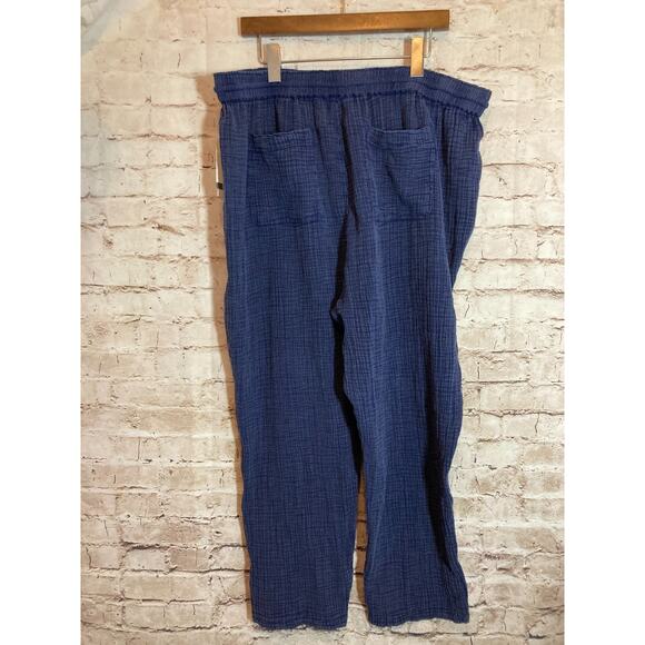 Wonderly Gauze Lounge Pants Womens 2X Navy Elastic Waist Pull On Frayed Hem Plus - Picture 5 of 16